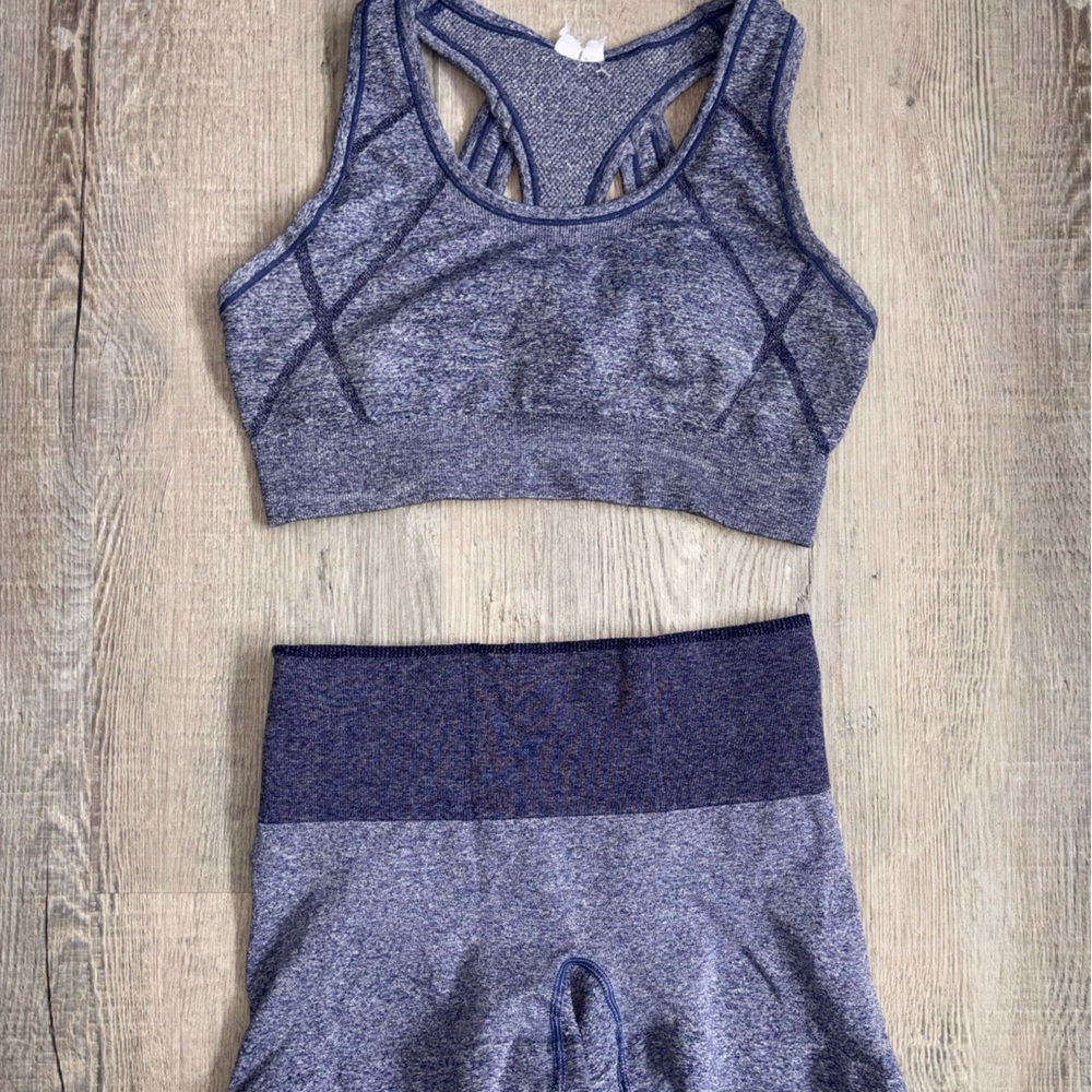 Seamless Heather Navy Sports Bra - Women's Support